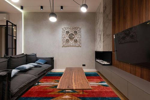 LIVEBOX Washable Native American Christmas Rug 8x10 - Soft Western Rugs for Living Room Thin Non-Slip Rug for Bedroom, Throw Carpet Southwestern Large Rugs for Living Room,(8 x 10 ft, Red Multi) in Dark Wood Living Room with Black Couch