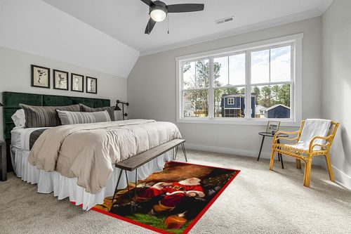 Milliken RJ McDonald Christmas Party Novelty Rug Rug Size: 5'4" x 7'8" in Grey Traditional Bedroom with King Bed