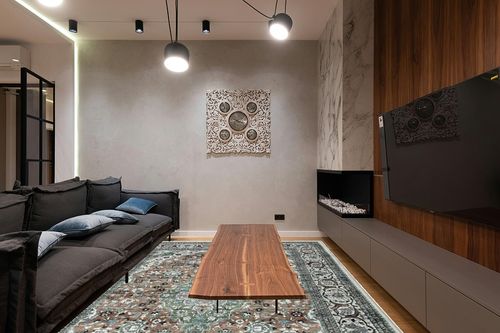 RUGSREAL Large Area Rug Washable Rug 9x12 Vintage Floral Print Throw Rug Stain & Water Resistant Washable Rug Non-Shedding Indoor Floor Cover, Green, 9x12 Feet in Dark Wood Living Room with Black Couch