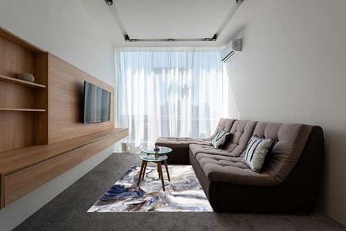 Abani Rugs Abstract Design 5’3” x 7’6” (5'x8') Bedroom Rug - Grey, Brown & Blue Modern Multi-Dimensional Non-Shedding Area Rug in Grey Living Room with Brown Couch