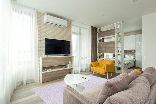 Safavieh Faux Hide Collection Area Rug - 5' x 8', Ivory & Pink, Leopard Rustic Design, Non-Shedding & Easy Care, Machine Washable Ideal for High Traffic Areas in Living Room, Bedroom (FAH505B) in Light Modern Living Room with TV