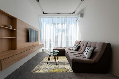 Unique Loom Chromatic Collection Modern Rustic & Vibrant Abstract Area Rug for Any Home Décor, 5 x 8 ft, Beige/Gray in Grey Living Room with Brown Couch