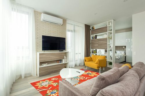 SAFAVIEH Blossom Collection 5' x 8' Rust / Multi BLM673A Handmade Premium Wool Area Rug in Light Modern Living Room with TV