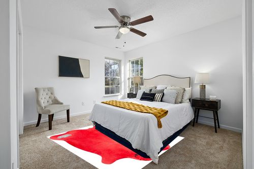 Appaloosa Cowhides Color Dyed Collection (Rusty Red) in White and Yellow Modern Bedroom