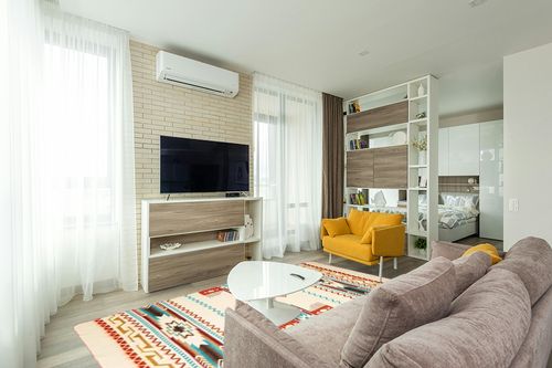 Ecuadane Large Southwestern Woven Blanket in Light Modern Living Room with TV