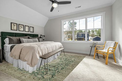 Loloi Magnolia Home by Joanna Gaines x Sinclair Jade/Sand 8'-6" x 11'-6" Area Rug in Grey Traditional Bedroom with King Bed