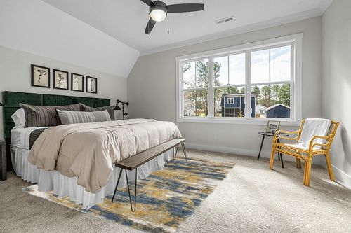 Shag Madison Blue/Gold Rug 17 Stories Rug Size: Rectangle 7'10" x 10' in Grey Traditional Bedroom with King Bed