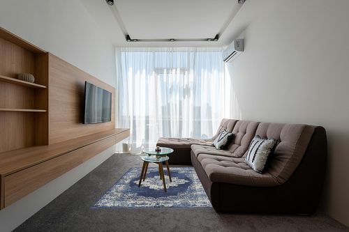 ‎Navy Blue ‎Modern ‎Lightweight ‎Living Room ‎Area Rug in Grey Living Room with Brown Couch