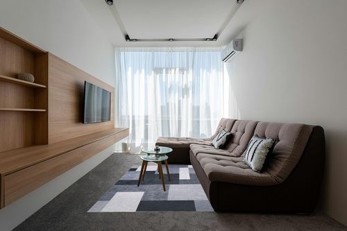 RUGSREAL Washable Rug for Living Room Low-Pile Non-Slip Throw Carpet Contemporary Morroccan Area Rug for Home Office, 5' x 8' Grey in Grey Living Room with Brown Couch