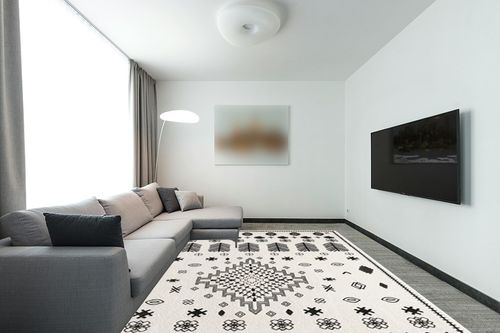 YIHOUSE Faux Wool Collection 9'x12' Area Rugs in Modern Living Room with Grey Couch