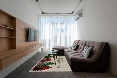 Merry Christmas Area Rug 5 x 8, Washable Bedroom Rug Non-Slip Kitchen Rugs Non Shedding Floor Cover Mat Runner Rug for Living Room Dining Room Outdoor Carpet Christmas Tree Brown Texture in Grey Living Room with Brown Couch