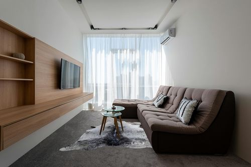 Sunshine Cowhides Genuine Salt and Pepper Cowhide Rug - Luxurious Cow Rug for Bedroom, Living Room, and Home Decor Enthusiasts - Masterpiece of Style and Functionality - 6x7ft (180x210cm) in Grey Living Room with Brown Couch