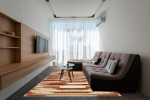 Unique Loom Autumn Collection Area Rug - Wheat (8' x 10' Rectangle, Multi/ Beige) in Grey Living Room with Brown Couch