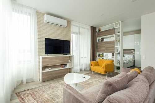 Loloi II Margot Collection MAT-01 Antique/Sage 7'-6" x 9'-6" Area Rug feat. CloudPile in Light Modern Living Room with TV