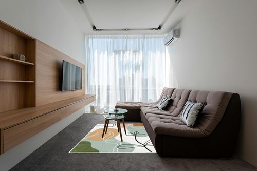 Wonnitar Boho Art 5x7 Area Rug,Modern Abstract Washable Living Room Rug,Minimalist Aesthetic Non-Slip Throw Rug for Bedroom,Non-Shedding Mid Century Floor Carpet for Dorm Den Bathroom,Pink/Green in Grey Living Room with Brown Couch