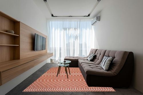 Nourison Positano Indoor/Outdoor Terracotta 8' x 10' Area Rug, Easy Cleaning, Non Shedding, Bed Room, Living Room, Dining Room, Backyard, Deck, Patio (8x10) in Grey Living Room with Brown Couch