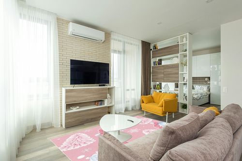 Pink Christmas Area Rug 5 x 8, Washable Bedroom Rug Non-Slip Kitchen Rugs Non Shedding Floor Cover Mat Runner Rug for Living Room Dining Room Outdoor Carpet Snowflake Xmas Tree Santa Claus in Light Modern Living Room with TV