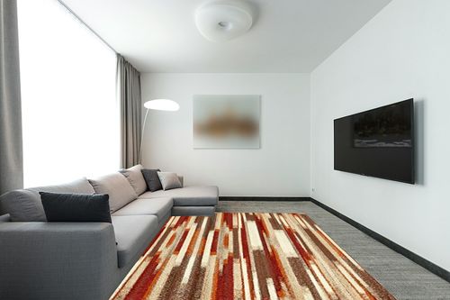 Unique Loom Autumn Collection Area Rug - Wheat (8' x 10' Rectangle, Multi/ Beige) in Modern Living Room with Grey Couch