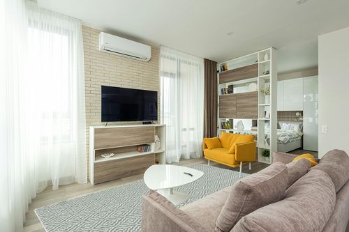 Martha Stewart Collection by SAFAVIEH 8' x 10' Green/Ivory MSR484Y Contemporary Geometric Cotton Area Rug in Light Modern Living Room with TV