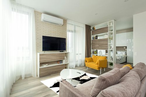 New Large 100% Black & White Cowhide Leather Rugs Cow Hide Skin Carpet Area 26-30 SQ.FT (Black & White) in Light Modern Living Room with TV