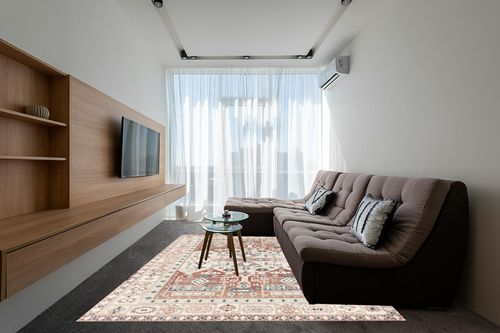 Rugs America Gallagher Collection GL60A Sangria Koti Transitional Vintage Area Rug 8' x 10' in Grey Living Room with Brown Couch