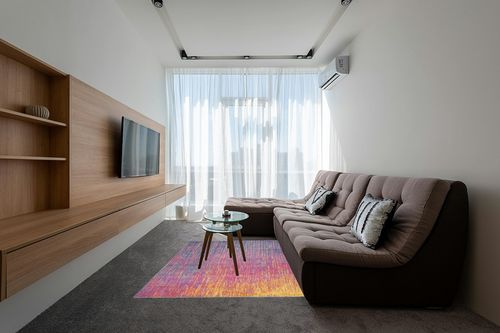 Nourison Passion Abstract Multicolor 5'3" x 7'3" Area -Rug, Easy -Cleaning, Non Shedding, Bed Room, Living Room, Dining Room, Kitchen (5x7) in Grey Living Room with Brown Couch