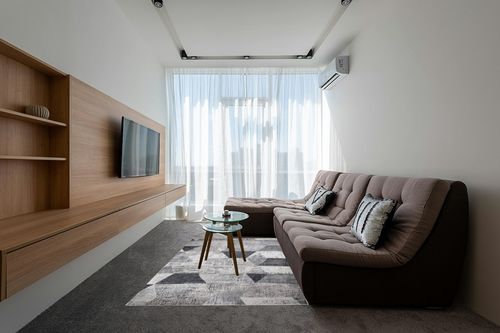 5x7 Contemporary are Rug in Grey - Blue for Living Room and Bedroom: Modern, Geometric Design, Non-Slip, Washable, Perfect for Dining Room, Big and Stylish Home Carpet, Ideal for Any Space in Grey Living Room with Brown Couch