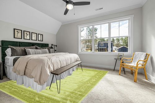 Unique Loom La Jolla Collection Farmhouse, Contemporary, Botanical, Traditional, Vintage Area Rug, 9 x 12 ft, Light Green/Green in Grey Traditional Bedroom with King Bed