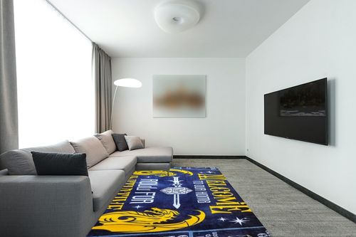 Wet Grass Rug, Keep Off White Rug, Virgil Abloh Rugs, Bed Rug, Carpet for Living Room, Area Rug, Rugs for Bedroom, Home Decor, GZM1211.7 (71”x110”)=180x280cm in Modern Living Room with Grey Couch