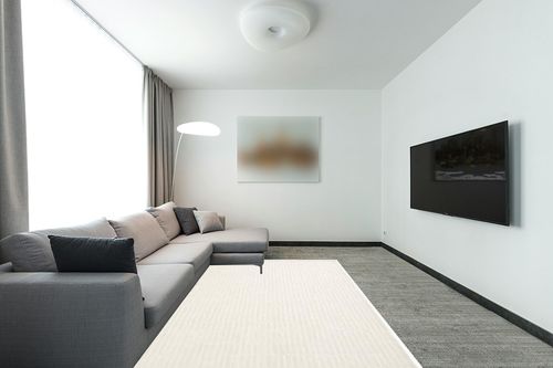 Allen Home Traditional Capitola Wool Area Rugs by Allen Home - Durable - 100% Wool, Hand Tufted - Living Room, Dining Room, Bedroom, and Entryway Area Rugs - 6’ x 9’ - Capitola White in Modern Living Room with Grey Couch