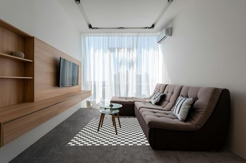 LUXE WEAVERS Checkered Modern Geometric Gray 5x7 Area Rug Non-Shedding Living Room Carpet in Grey Living Room with Brown Couch