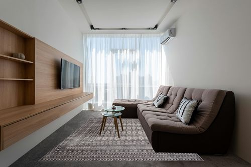 Bloom Rugs Troya Charcoal/Pebble 8x10 Rug - Traditional Geometric Area Rug for Living Room, Bedroom, Dining Room, and Kitchen - Exact Size: 7'5" x 10' in Grey Living Room with Brown Couch