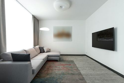 Nourison Celestial Modern Abstract Sealife 5'3" x 7'3" Area -Rug, Easy -Cleaning, Non Shedding, Bed Room, Living Room, Dining Room, Kitchen (5x7) in Modern Living Room with Grey Couch