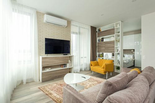 vivorug Washable Rug, Ultra Soft Area Rug 5x7, Non Slip Boho Rug Foldable, Stain Resistant Rugs for Living Room, Bohemian Floral Medallion (Pink/Grey, 5'x7') in Light Modern Living Room with TV