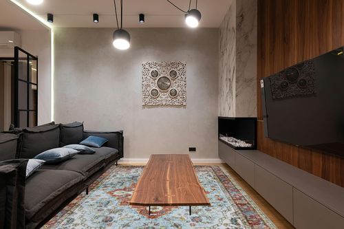 FairOnly 8x10 Area Rugs Machine Washable Rug Boho Floral Rug Non-Slip Persian Vintage Low Pile Rugs for Living Room, Bedroom, Farmhouse, Dining Room, Kids Playroom in Dark Wood Living Room with Black Couch