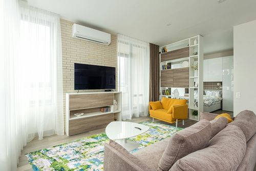 Area Rug Living Room Rugs - 8x10 Washable Large Modern Abstract Soft No Slip Indoor Rug Thin Floor Carpet for Bedroom Under Dining Table Home Office Decor - Green in Light Modern Living Room with TV