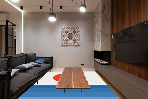 Modern Minimalist Navy White Red Area Rug for Living Room Bedroom Dining Room Nursery Room Contemporary Fluffy Carpets 8x10 Accent Kitchen No-Slip Kitchen Runner Rug Mat in Dark Wood Living Room with Black Couch