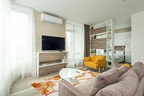 SAFAVIEH Dip Dye Collection 5' x 8' Ivory / Orange DDY683A Handmade Floral Watercolor Premium Wool Area Rug in Light Modern Living Room with TV