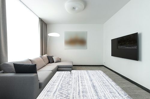 Castage 8’x10’ Area Rugs for Living Room Moroccan Rug in Modern Living Room with Grey Couch