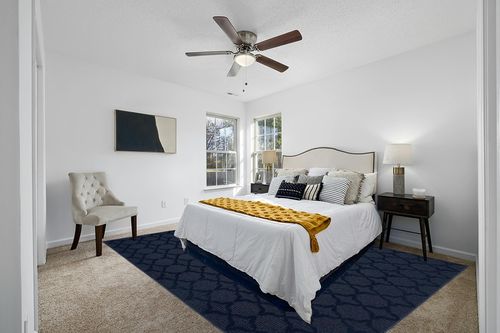 Garland Rug Sparta Area Rug, 9' x 12', Navy CL100N10814410 in White and Yellow Modern Bedroom
