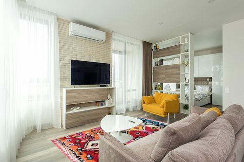 nuLOOM Alane Moroccan Tassel Shaggy Area Rug, 5x8, Multi in Light Modern Living Room with TV