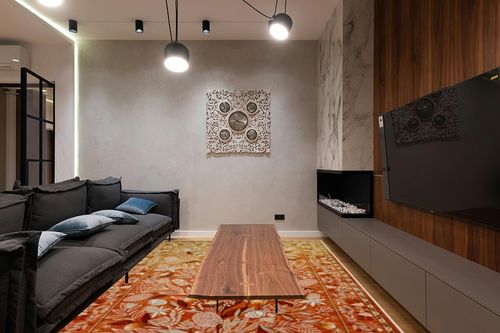 Anidaroel Orange Area Rugs for Living Room 8x10, Botanical Floral Machine Washable Modern Rug, Soft Large Rugs for Bedroom Non-Slip Accent Abstract Rug for Nursery Dining Room Home Office in Dark Wood Living Room with Black Couch