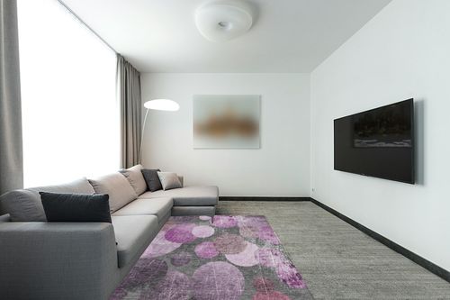 Addison Rugs Chantille ACN556 Red 5' x 7'6 Indoor Outdoor Area Rug, Stain Resistant, Machine Washable, Non Shedding, Bedroom, Living Room, Dining Room, Kitchen Rug in Modern Living Room with Grey Couch