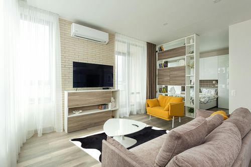 Gaucho Cowhides Solid Black Cowhide Rug - Natural Product in Light Modern Living Room with TV