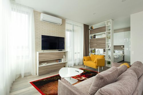 Milliken RJ McDonald Christmas Party Novelty Rug Rug Size: 5'4" x 7'8" in Light Modern Living Room with TV