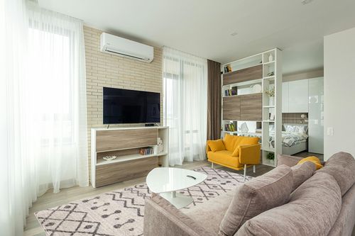 JONATHAN Y MOH208B-8 Aksil Moroccan Beni Souk Indoor Farmhouse Area-Rug Bohemian Minimalistic Geometric Easy-Cleaning Bedroom Kitchen Living Room Non Shedding, 8 ft x 10 ft, Cream/Gray in Light Modern Living Room with TV