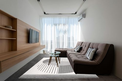 nuLOOM Leah Machine Washable Geometric Moon Phase Area Rug, 8x10, Grey in Grey Living Room with Brown Couch