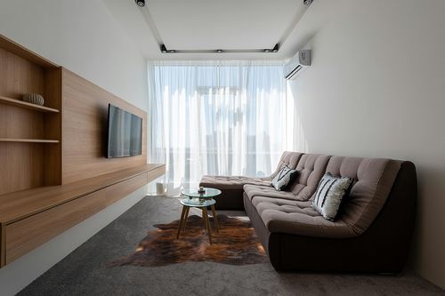 Tomtom Cowhides Brindle Dark Cowhide Rug 100% Natural Leather Rugs 7' x '6 in Grey Living Room with Brown Couch
