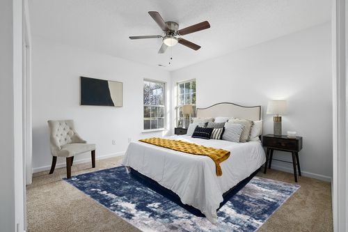 Blue Modern Stain Resistant Living Room, Bedroom, Playroom, Hallway, Dining Room Area Rug in White and Yellow Modern Bedroom