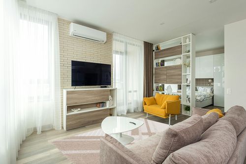 Global 220 Area Rug in Beige / Light Beige Latitude Run Rug Size: Rectangle 5'3 ... in Light Modern Living Room with TV